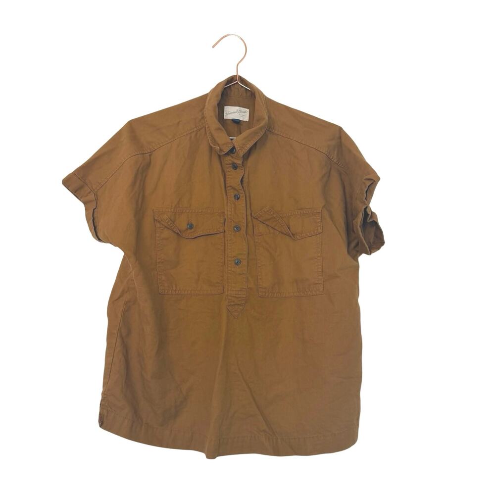 Universal Thread Brown Short-Sleeve Button Pullover Shirt